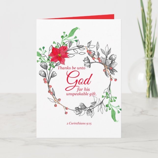 God jul Scripture Corinthians Poinsettia Kort (Framsida)