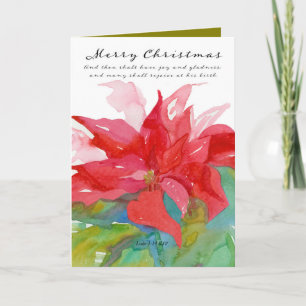 God jul Scripture Luke Red Poinsettia Kort