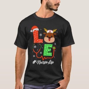 God jul SCrub Toppar Funny Reindeer Nurse Li T Shirt