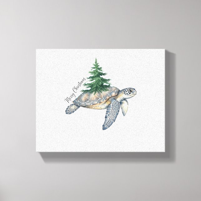God jul Sea Turtle Canvastryck (Framsida)