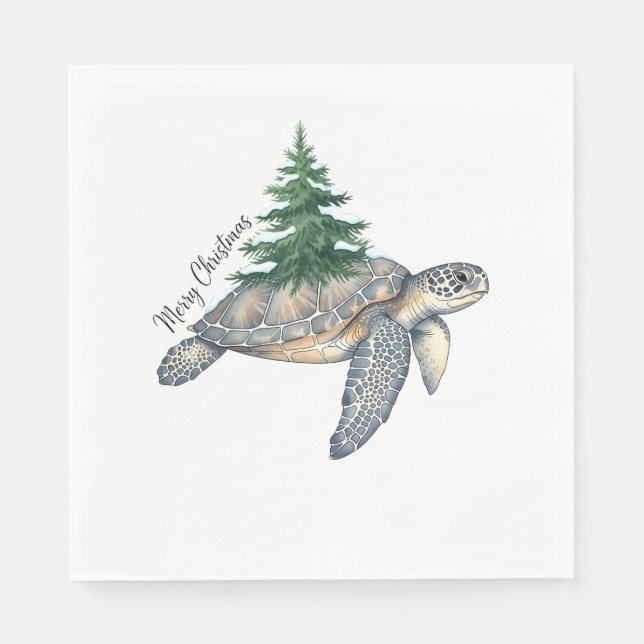 God jul Sea Turtle Pappersservett (Framsidan)