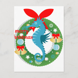 god jul seahorse helg vykort