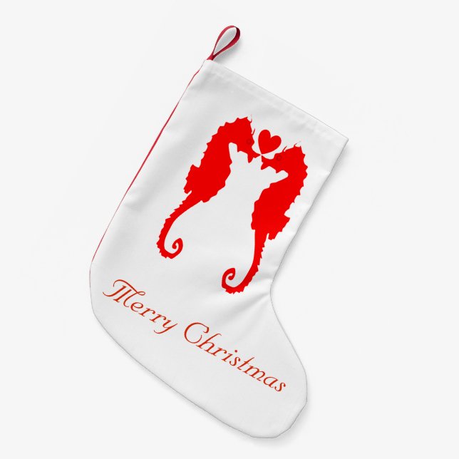God jul Seahorse & hjärta Liten Julstrumpa (Framsidan (Hängande))