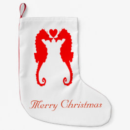 God jul Seahorse & hjärta Liten Julstrumpa