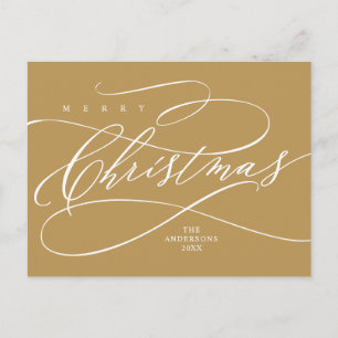 god jul, Seasons Hälsning Calligraphy Pos Vykort