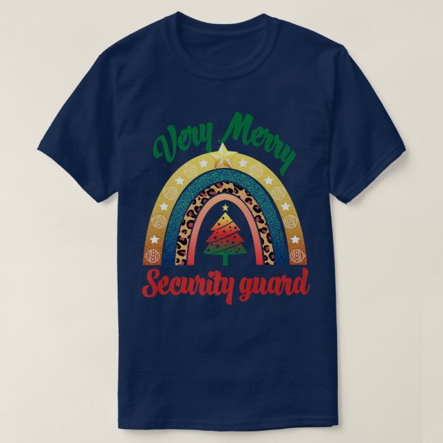 God jul Security Gaurd Rainbow Funny Profe T Shirt (Design framsida)