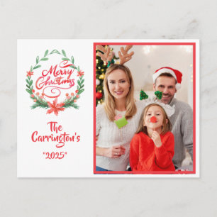 God Jul Semester Foto Krans År Vykort