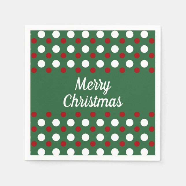 God Jul Semester Grön Röd Prickar  Pappersservett (Framsidan)
