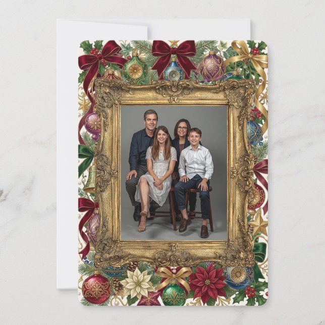 God jul semester guld ram foton julkort (Framsida)