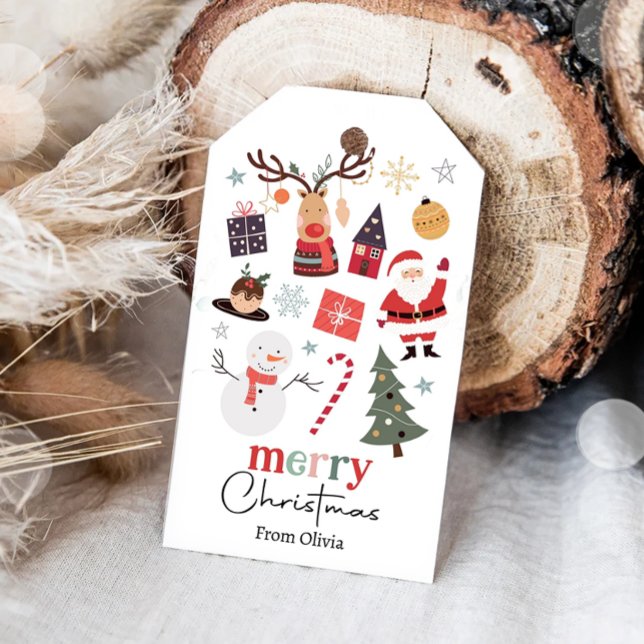 God Jul Semester Santa Present Familj Lärare Presentetikett (Skapare uppladdad)