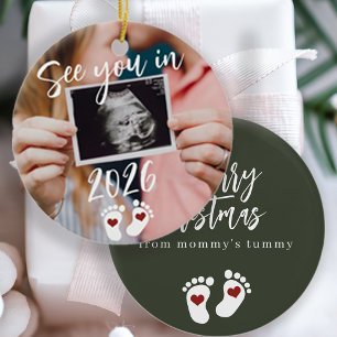 God jul ser dig 2026 på fotograviden julgransprydnad keramik