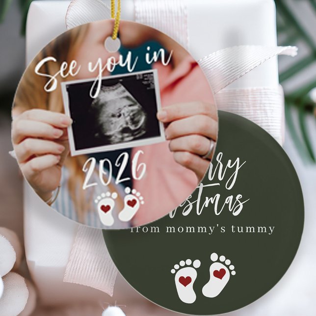 God jul ser dig 2026 på fotograviden julgransprydnad keramik (Skapare uppladdad)
