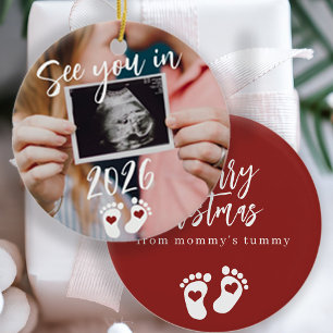 God jul ser dig 2026 på fotograviden julgransprydnad keramik
