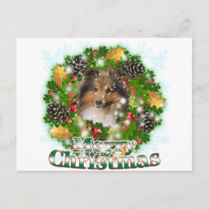 God jul Sheltie Helg Vykort