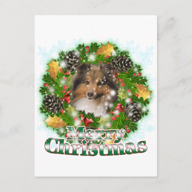 God jul Sheltie Helg Vykort (Framsida)