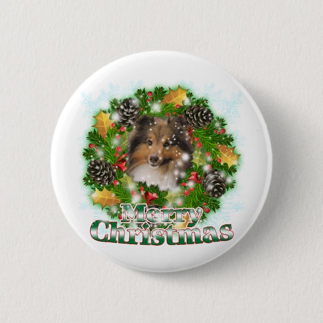 God jul Sheltie Knapp (Framsida)