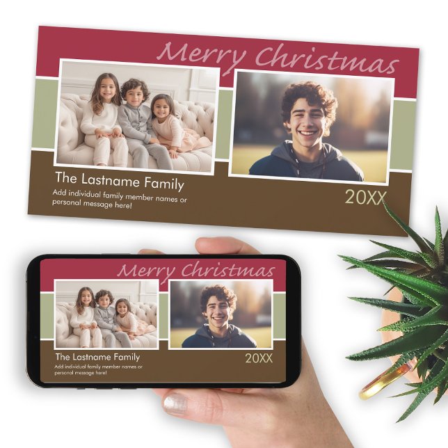 God jul Sherbet Rand - 2 foton Julkort (Add photos to this Christmas card and download a copy to send electronically or post on social media)