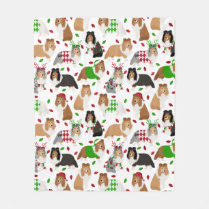 God jul Shetland Sheepdog Fleece Blanket