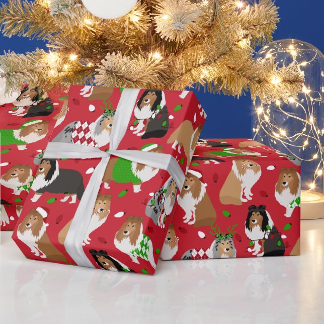 God jul Shetland Sheepdog Presentpapper (Helgdagar)