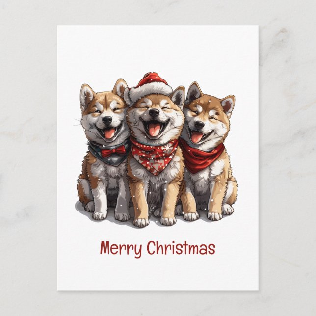 God jul Shiba Inu Hundar Vykort (Framsida)