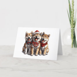 God jul Shiba Inu Santa Hundar Helgkort