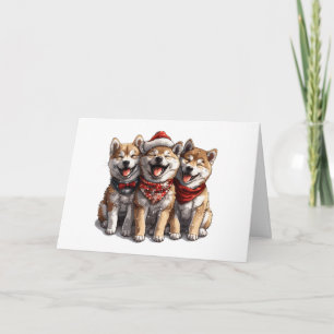 God jul Shiba Inu Santa Hundar Helgkort