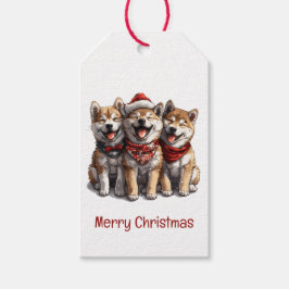 God jul Shiba Inu Santa Hundar Presentetikett