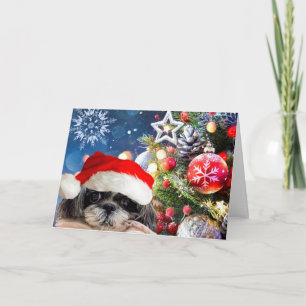 God jul Shih Tzu-hälsningskort Helgkort