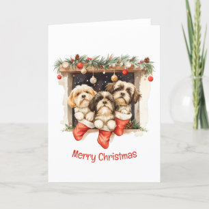 God jul Shih Tzu Hundar Helgkort