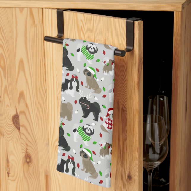 God jul Shih Tzu Hundar Kitchen Towel Kökshandduk (Thirds Fold)