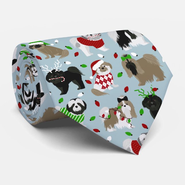 God jul Shih Tzu Hundar Neck Tie Slips (Rullad)