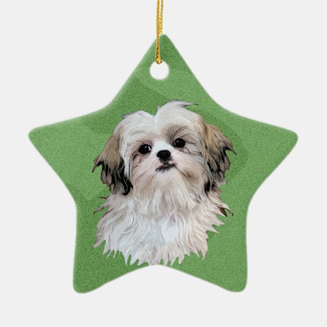 God jul Shih Tzu Julgransprydnad Keramik (Framsidan)