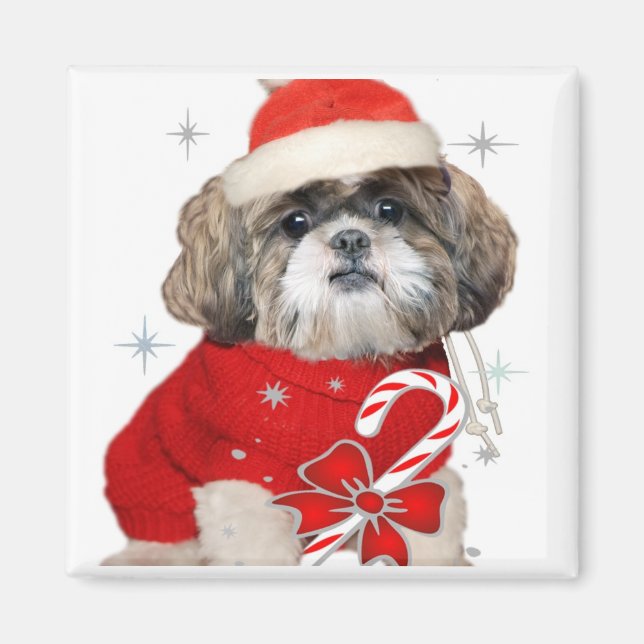 God Jul Shih Tzu Magnets Magnet (Framsidan)