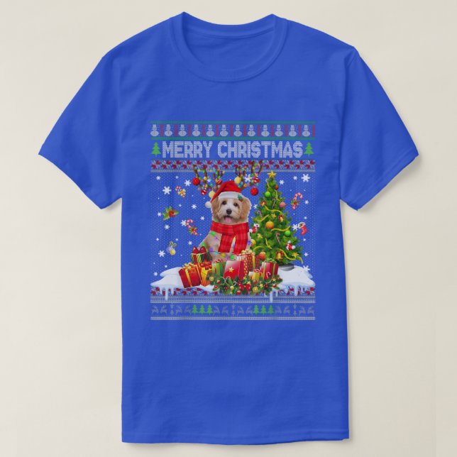 God jul Shih Tzu Santa Julafton Träd Ljus Ug T Shirt (Design framsida)