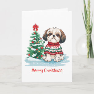 God Jul Shih Tzu Tomte Hund Helgkort