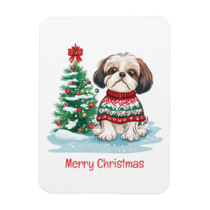 God Jul Shih Tzu Tomte Hund Magnet