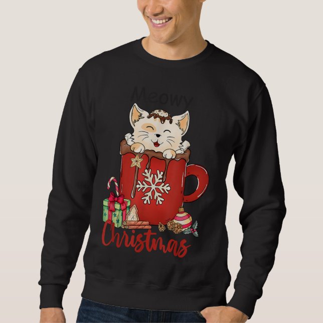 God jul Shirt Cat Lovers Julafton Tee Kit Lång Ärmad Tröja (Framsida)