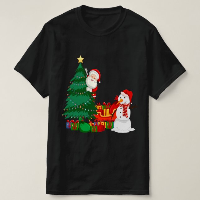 God Jul-Shirt Merry och Ljus från Bright Jul T Shirt (Design framsida)