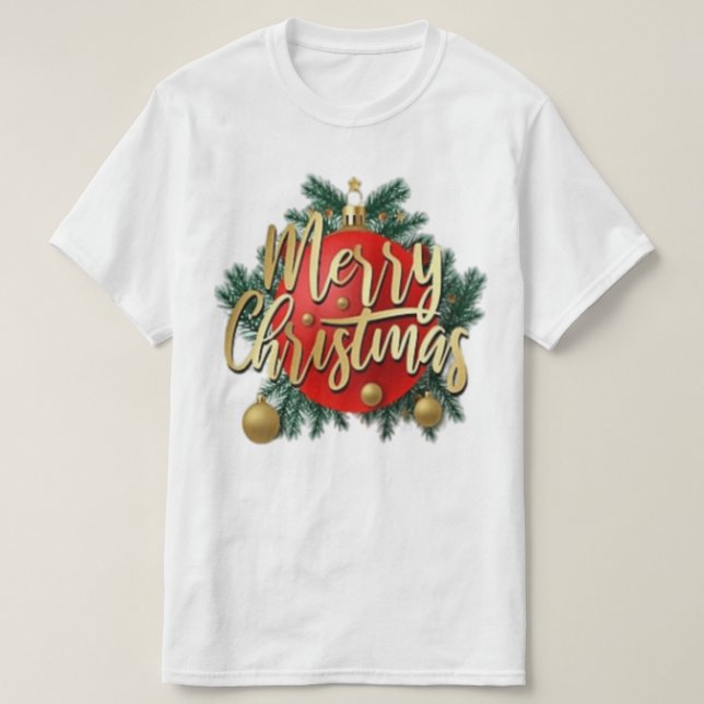 God Jul-Shirt Merry och Ljus från Bright Jul T Shirt (Design framsida)