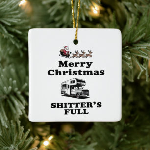 God Jul Shitters Fulla Julpresent Xmas Julgransprydnad Keramik