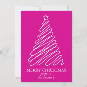 God jul Shock rosa White Scribble Träd Julkort