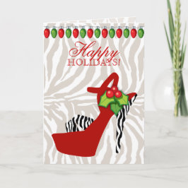 God jul Shoe Zebra Red Ljus Helgkort