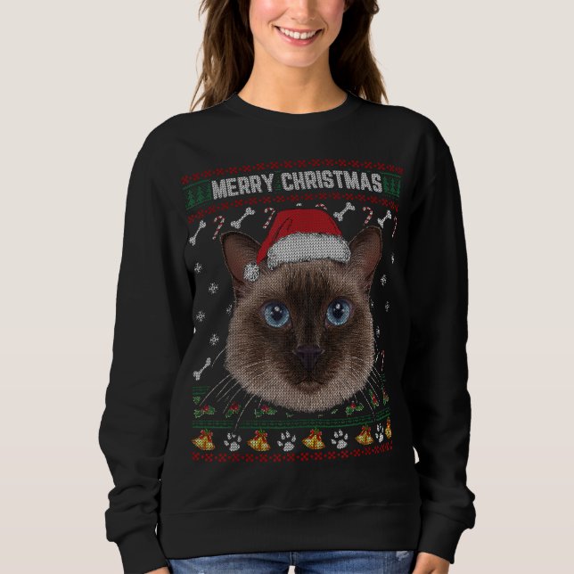 God jul Siamese Cat Lovers Ugly Julafton Sweat T Shirt (Framsida)