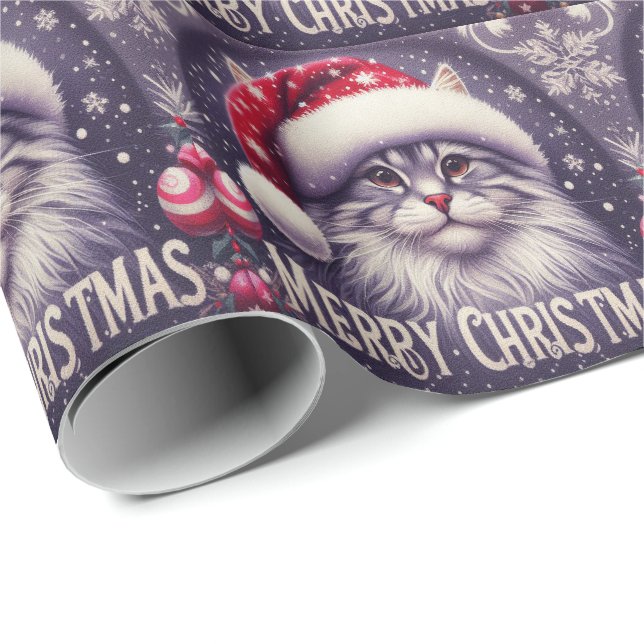 God jul Sibiriska Katt, Julafton Santa Kitten Presentpapper (Rullad Hörn)