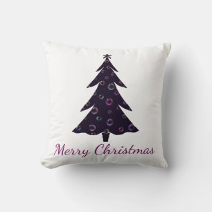 God jul, silhuette träd, färgstarka bubblor kudde