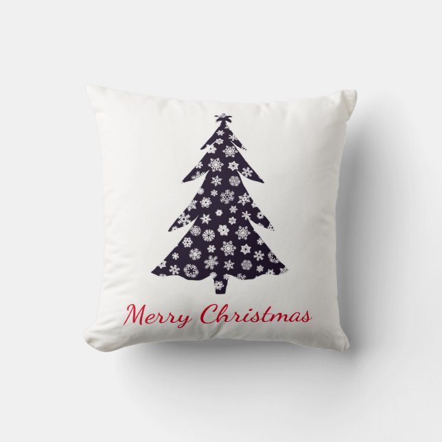 God jul, silhuette träd med snöflingor kudde (Framsida)