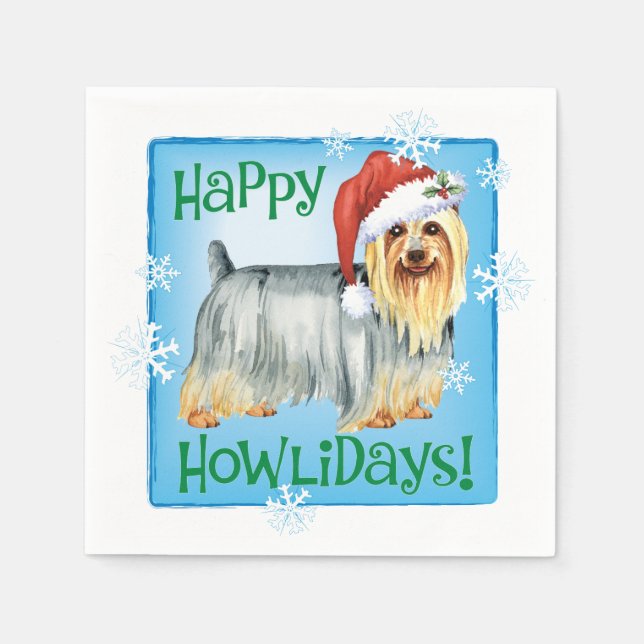 God jul Silky Terrier Napkins Pappersservett (Framsidan)