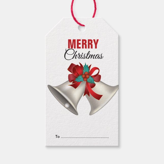 God jul Silver Klockor Festive Presentetikett (Framsidan)