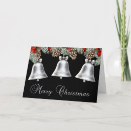God jul Silver Klockor med Gräs Cones med Helgkort