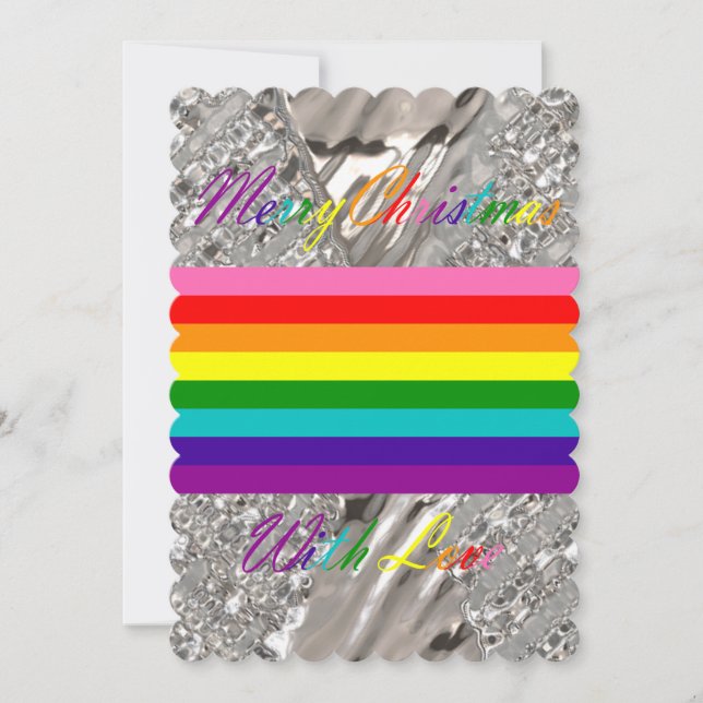 God jul Silver Ljus Elegant LGBT Rainbow Julkort (Framsida)